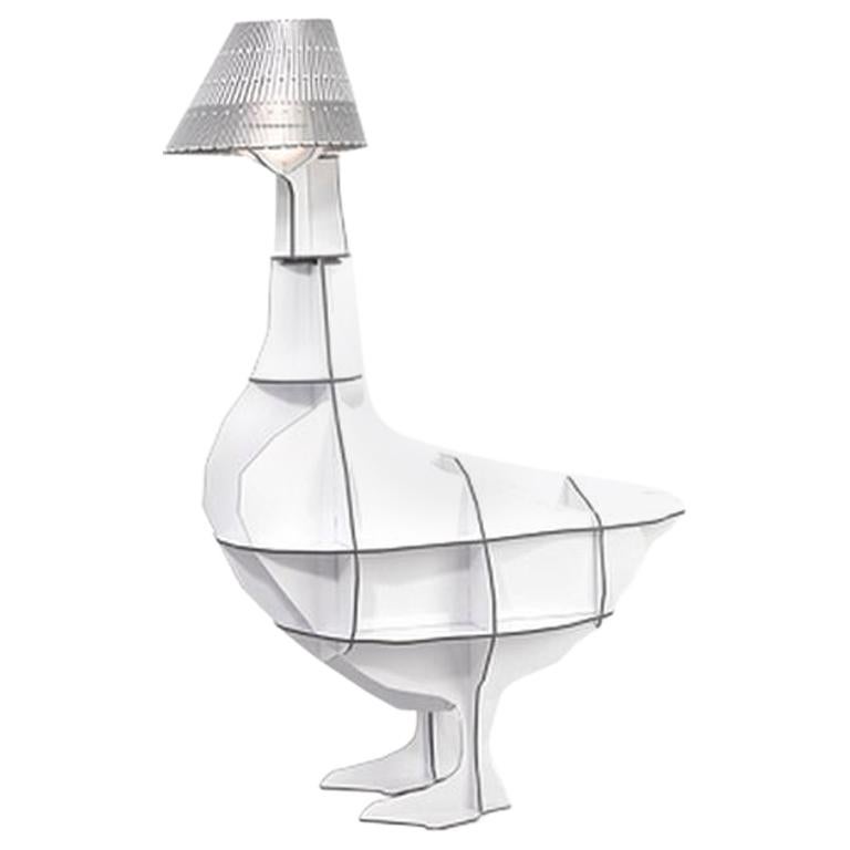 Goose, White Bedside Table Lamp with Pivoting Lampshade, Made in France For Sale