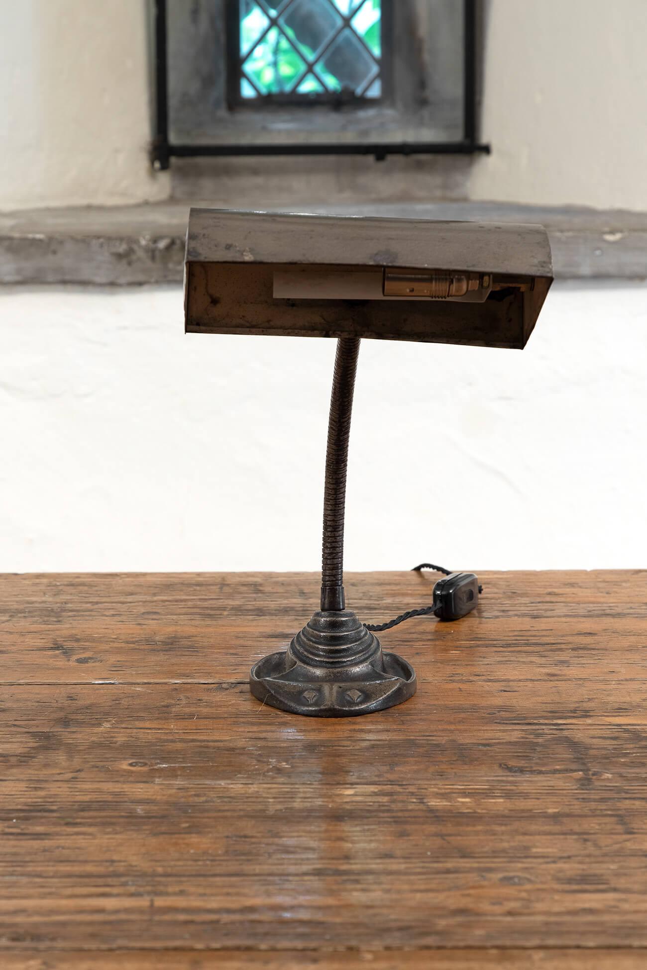 Gooseneck Banker’s Desk Lamp with Cast Iron Base, 1930s In Good Condition In Faversham, GB