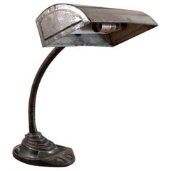Gooseneck Banker’s Desk Lamp with Cast Iron Base, 1930s