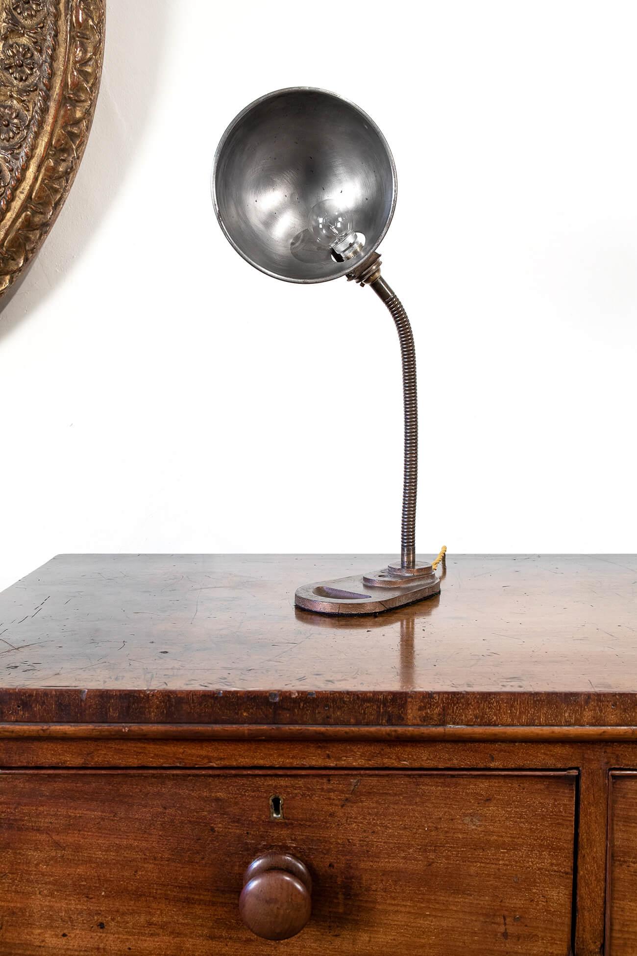 Art Deco Gooseneck Desk Lamp with Cast Iron Base, 1920s For Sale