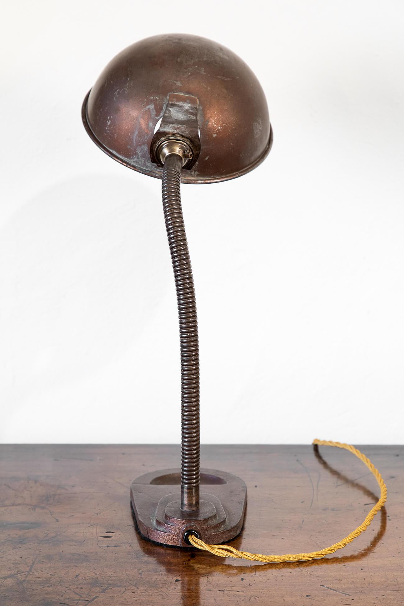 Gooseneck Desk Lamp with Cast Iron Base, 1920s In Good Condition For Sale In Faversham, GB