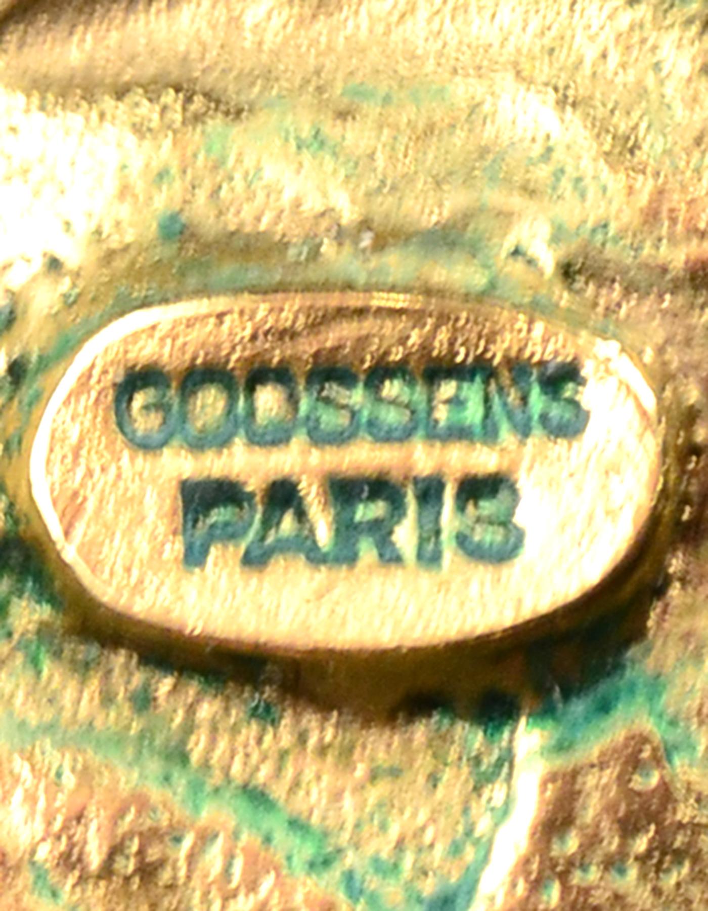 Robert Goossens Paris Goldtone Clip On Earrings W/ Turquoise & Purple Gripoix 1