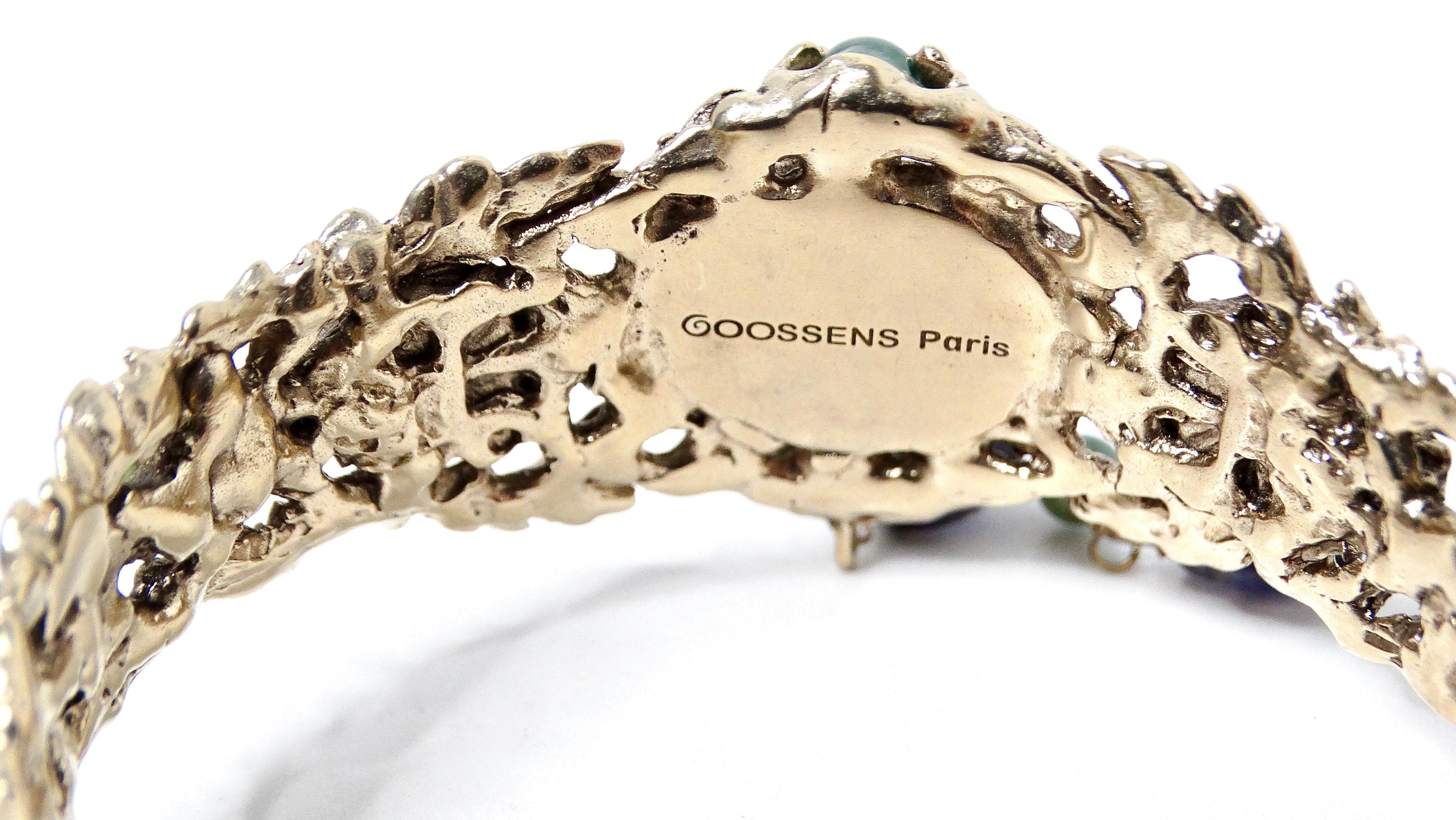 Goosens Paris Ornate Edelstein Hand Kette Manschette Armband mit Ring im Angebot 3