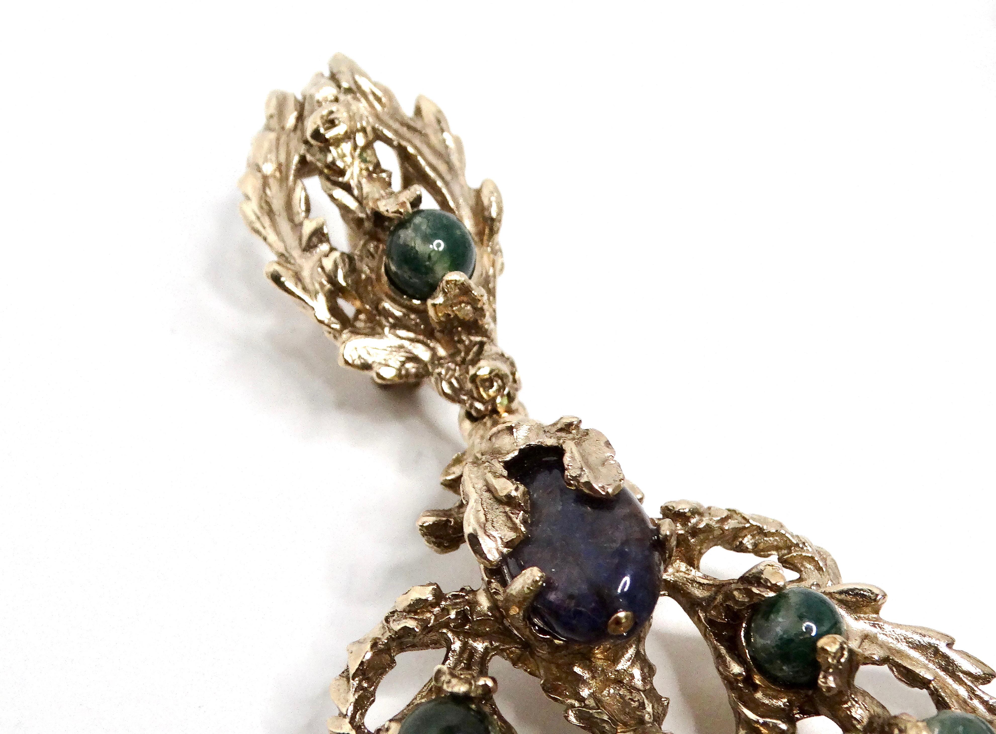 Women's Goosens Paris Ornate Multicolor Gemstone Dangle Earrings For Sale