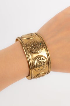 Bracelet manchette en métal doré Goossens Beaten