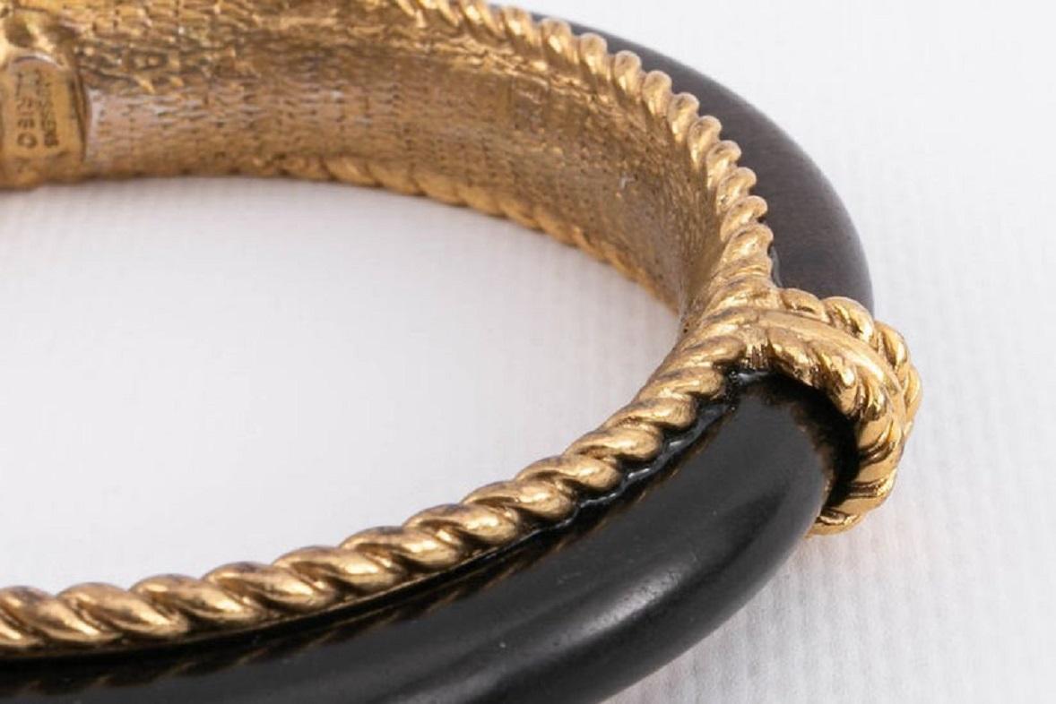 Women's Goossens Black Wooden Bangle Bracelet For Sale