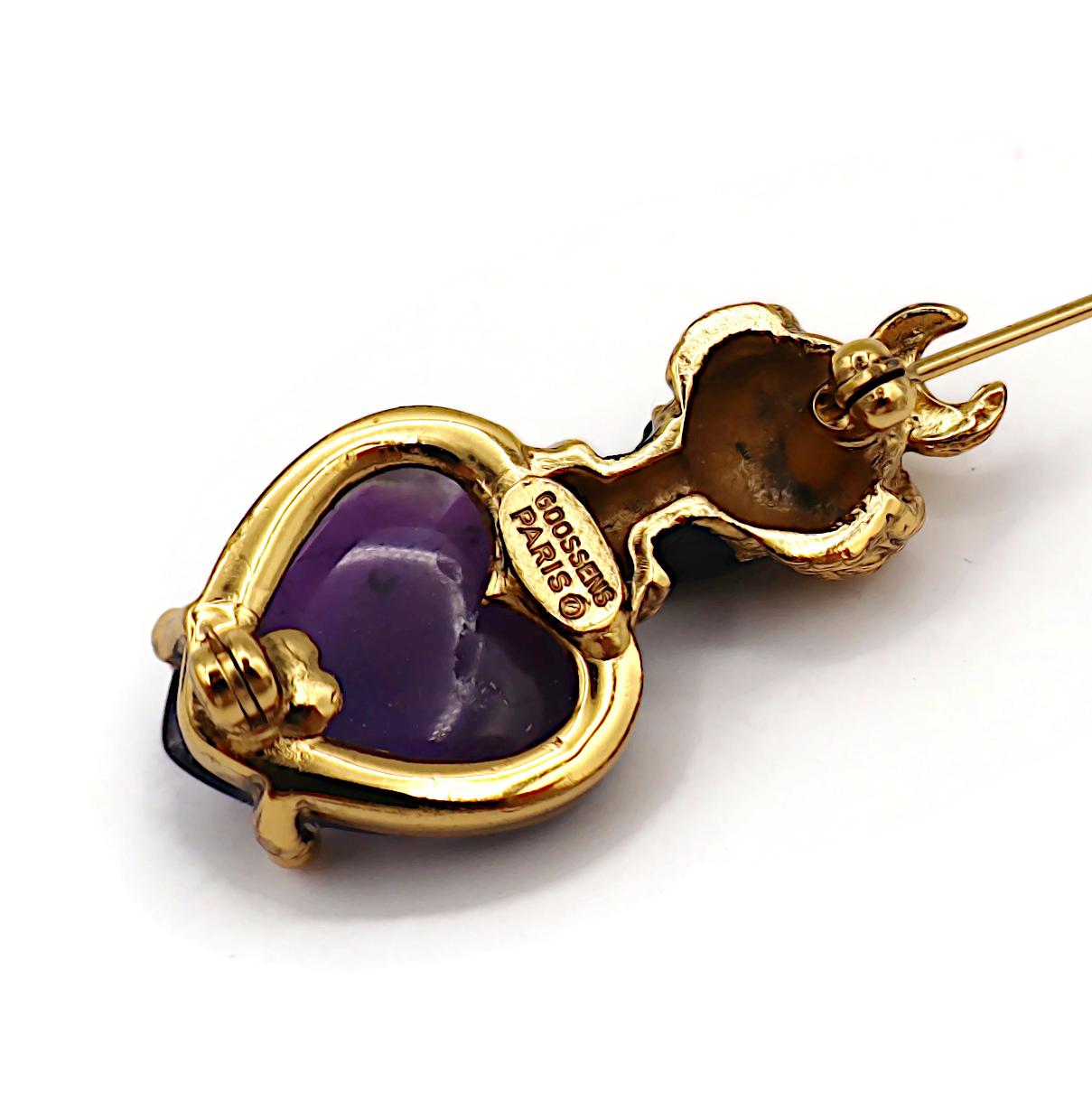 Goossens Blackamoor Broche à turban Heart Purple Stone en vente 6