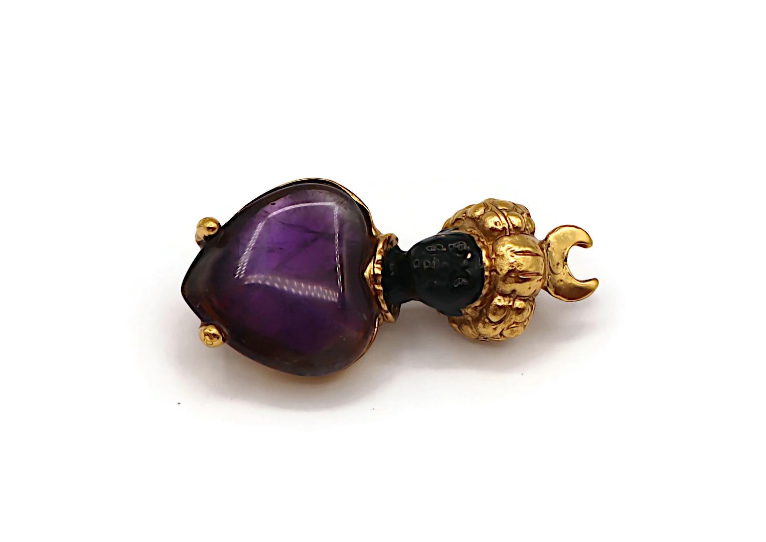 Goossens Blackamoor Broche à turban Heart Purple Stone Bon état - En vente à Nice, FR