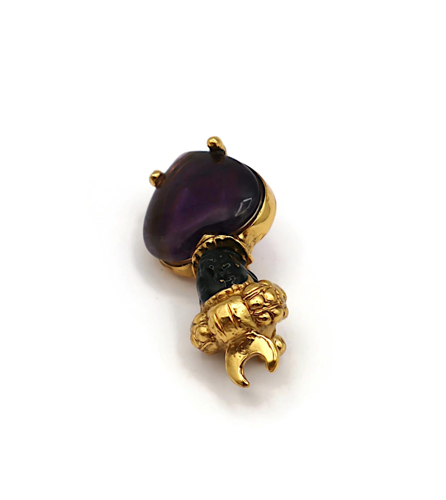 Goossens Blackamoor Broche à turban Heart Purple Stone en vente 1