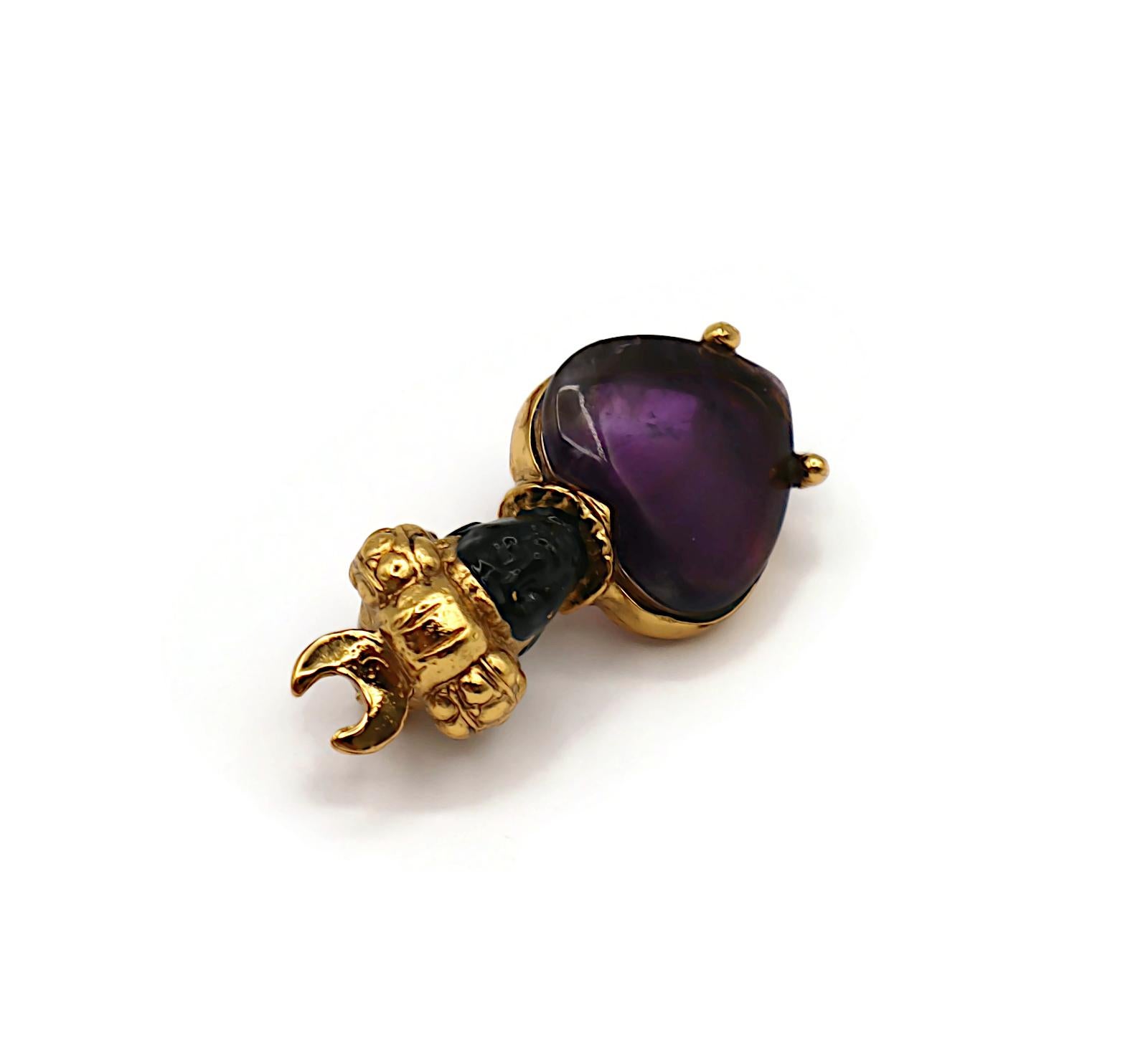 Goossens Blackamoor Broche à turban Heart Purple Stone en vente 2