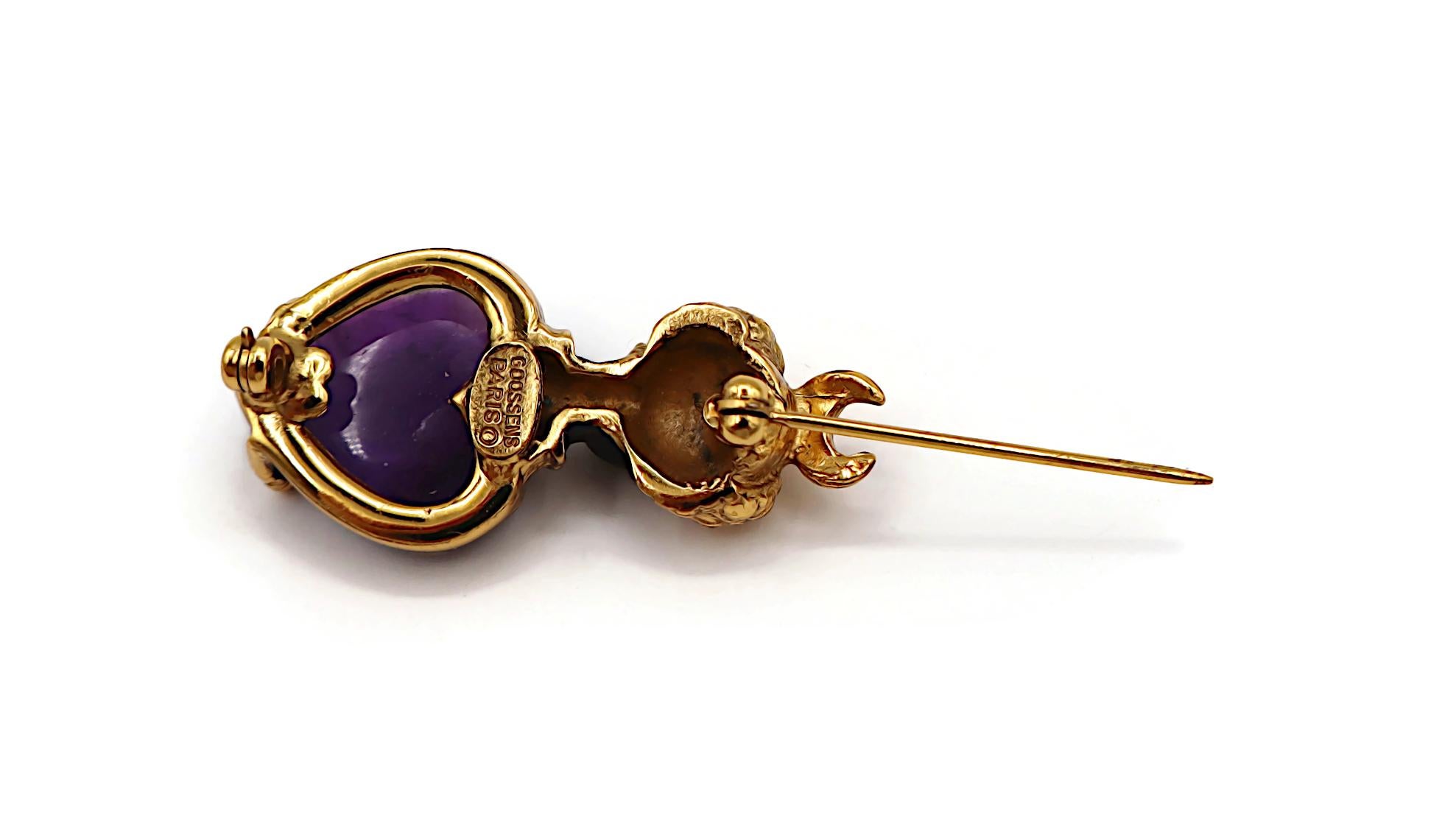 Goossens Blackamoor Broche à turban Heart Purple Stone en vente 5