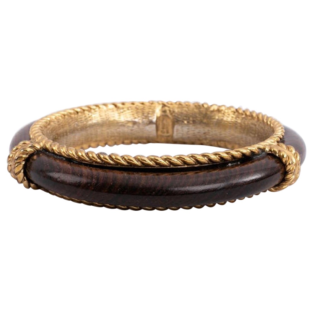 Goossens Brown Wooden Bangle Bracelet