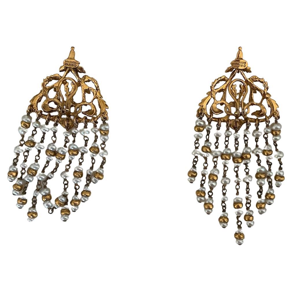 Goossens chandelier pearls earrings For Sale