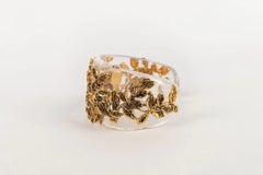 Goossens Cuff Bracelet with Transparent Bakelite and Gilded Metal Handle