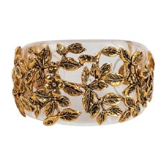Goossens Cuff Bracelet with Transparent Bakelite and Gilded Metal Handle