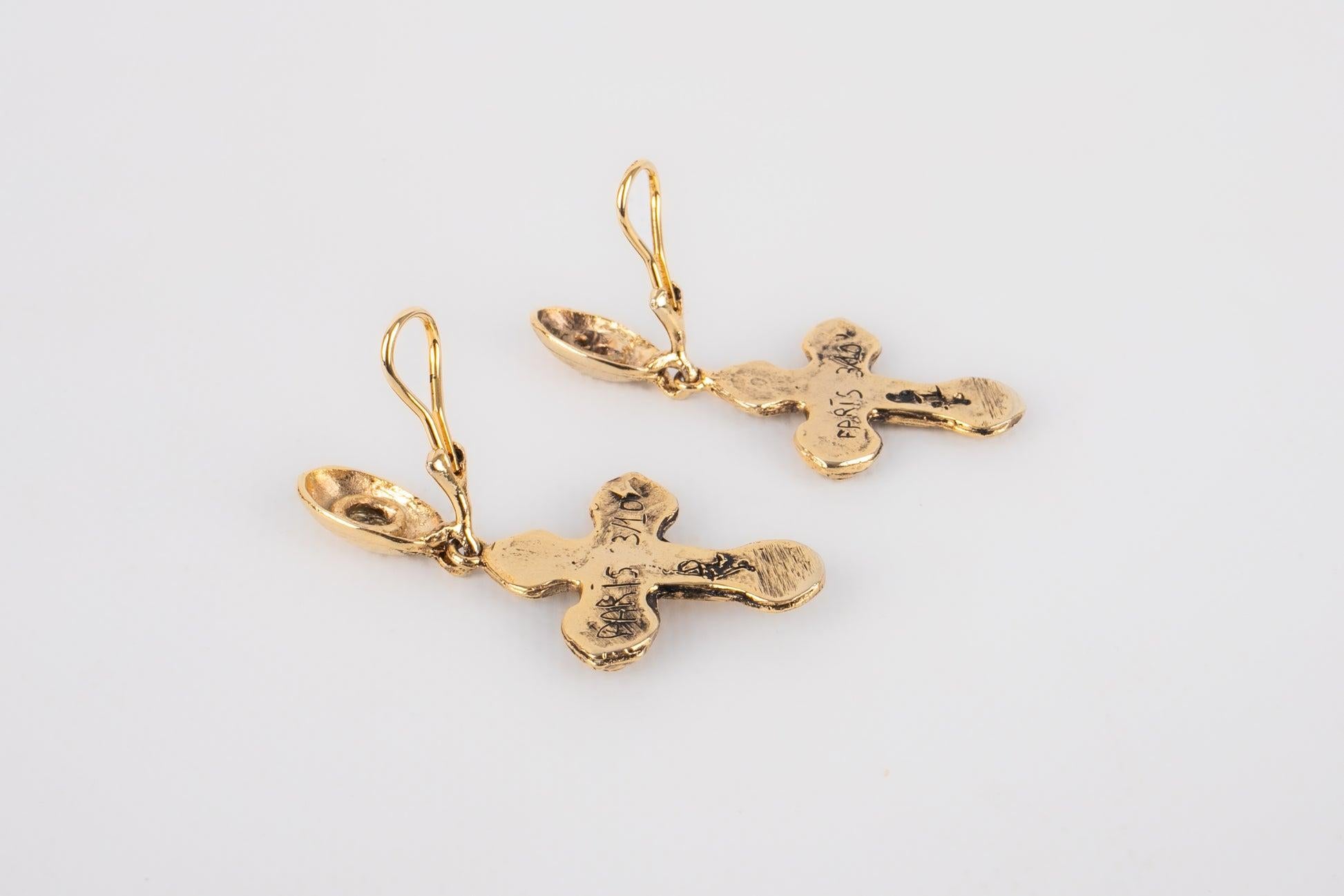 Goossens Earrings with Glass Paste In Excellent Condition For Sale In SAINT-OUEN-SUR-SEINE, FR