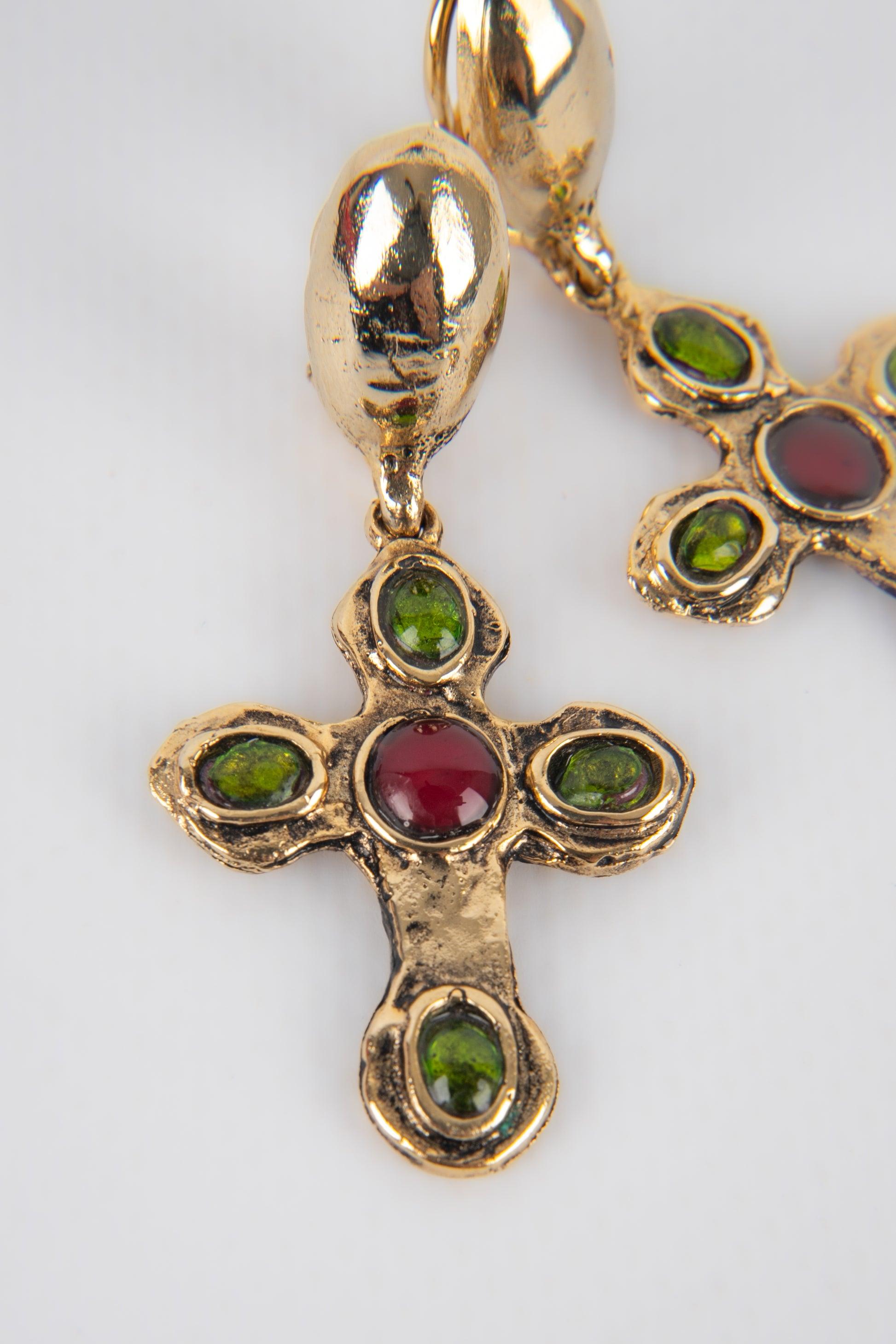 Goossens Earrings with Glass Paste For Sale 1