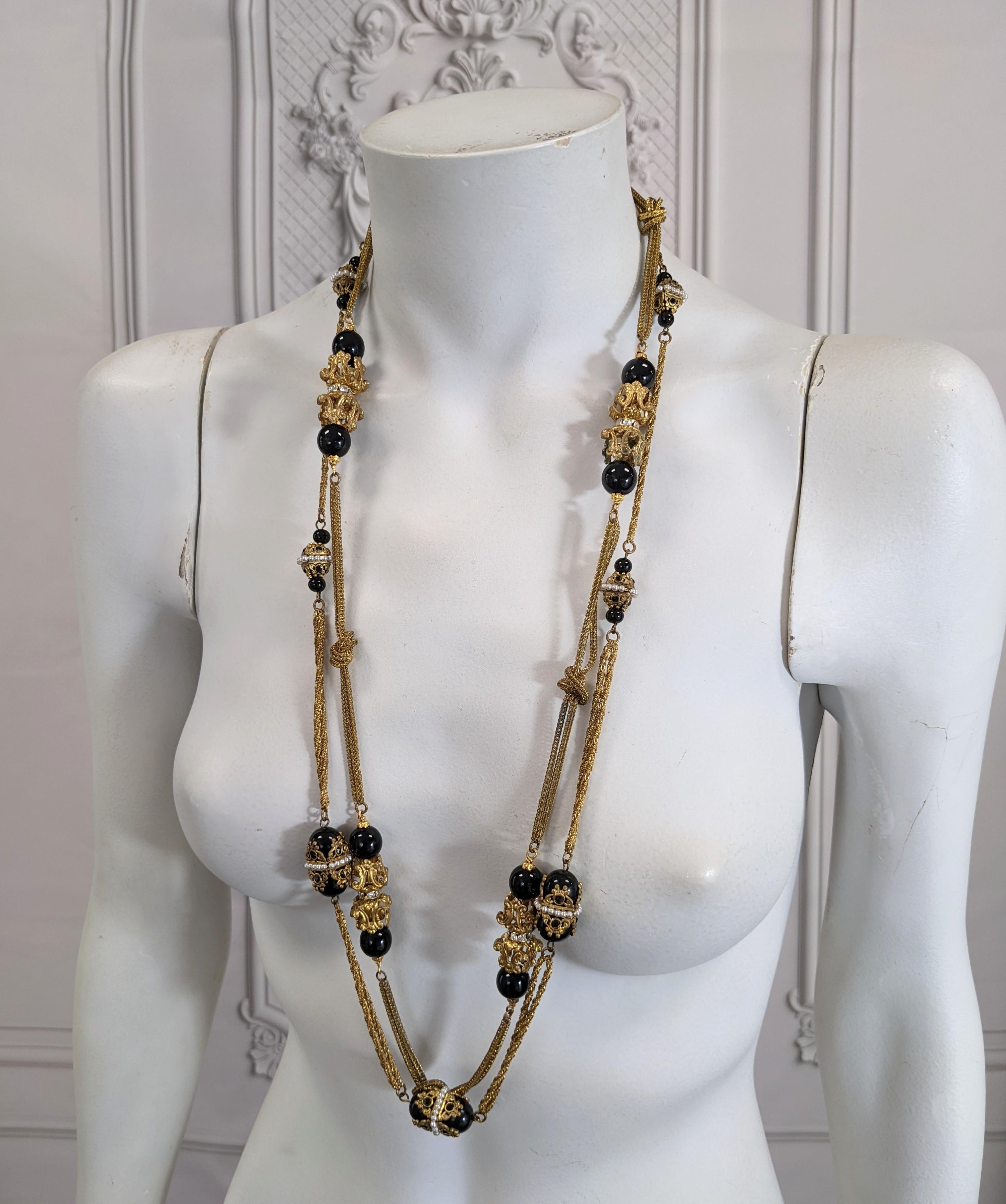 Goossens for Chanel Byzantine Jet and Faux Pearl Sautoir Necklace For Sale 3