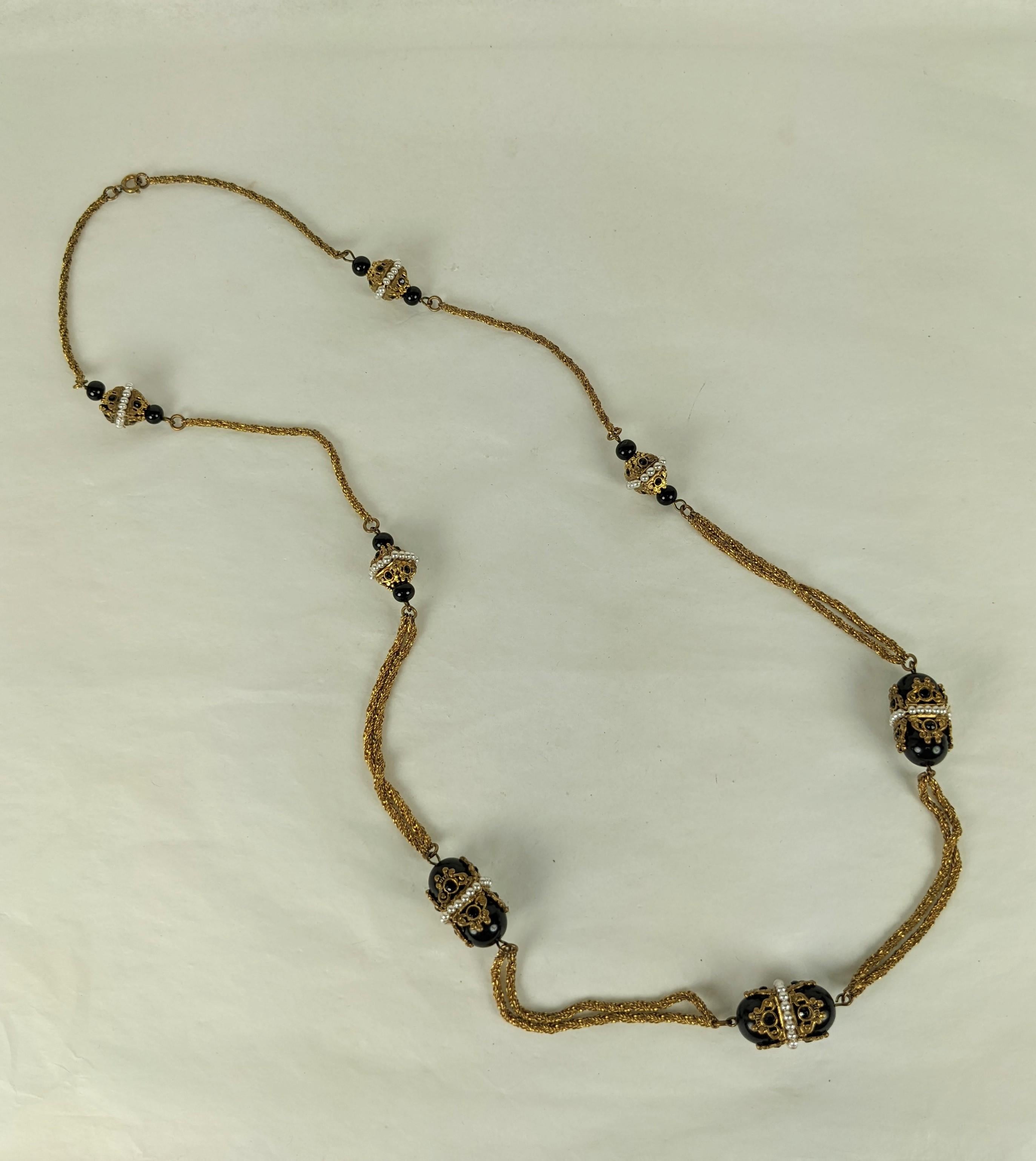 Goossens für Chanel Byzantinische Jet- und Kunstperlen-Sautoir-Halskette im Zustand „Gut“ im Angebot in Riverdale, NY