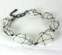 Goossens for Yves Saint Laurent - Collana con cristalli di rocca avvolti in filo d'argento