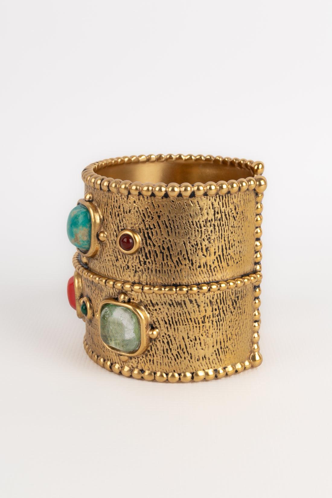 Bracelet manchette en métal doré de Goossens Excellent état - En vente à SAINT-OUEN-SUR-SEINE, FR