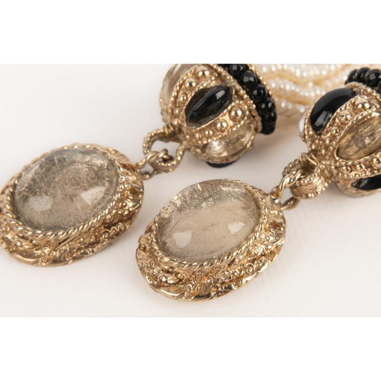 Women's Goossens Light-golden Metal Clip-on Earrings For Sale