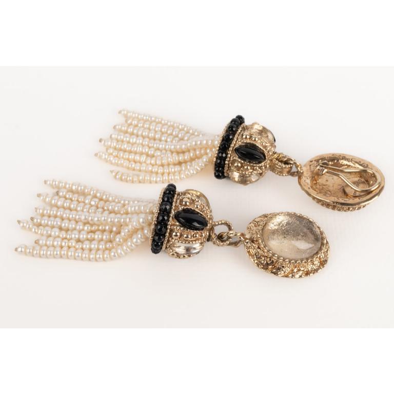 Goossens Light-golden Metal Clip-on Earrings For Sale 1