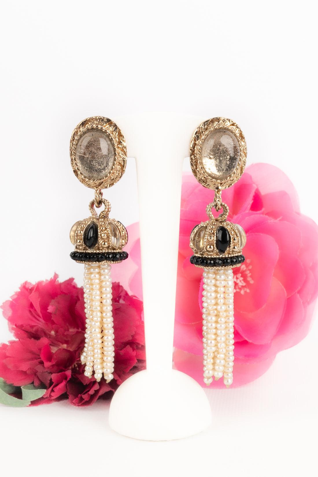 Goossens Light-golden Metal Clip-on Earrings For Sale 4