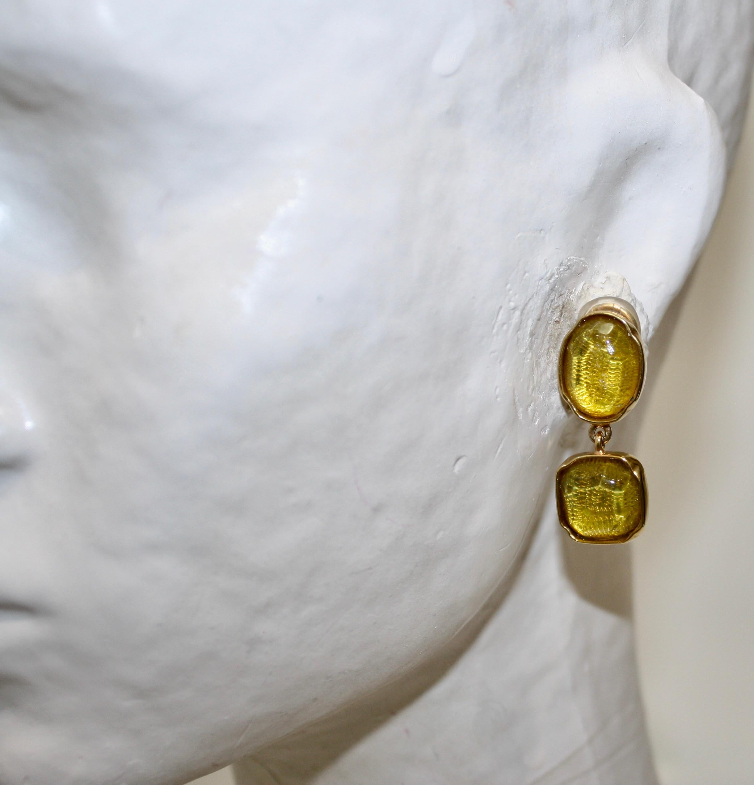 Boucles d'oreilles Goossens Paris 2 Cabochons en cristal de roche  Unisexe en vente