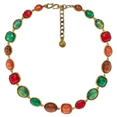 Collana girocollo Goossens Paris in cristallo di rocca multicolore placcata in oro 24k