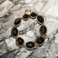 Goossens Paris 24K Gold Plated Rock Crystal Link Bracelet