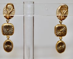 Goossens Paris 3 Cabochons Tinted Rock Crystal  Earrings