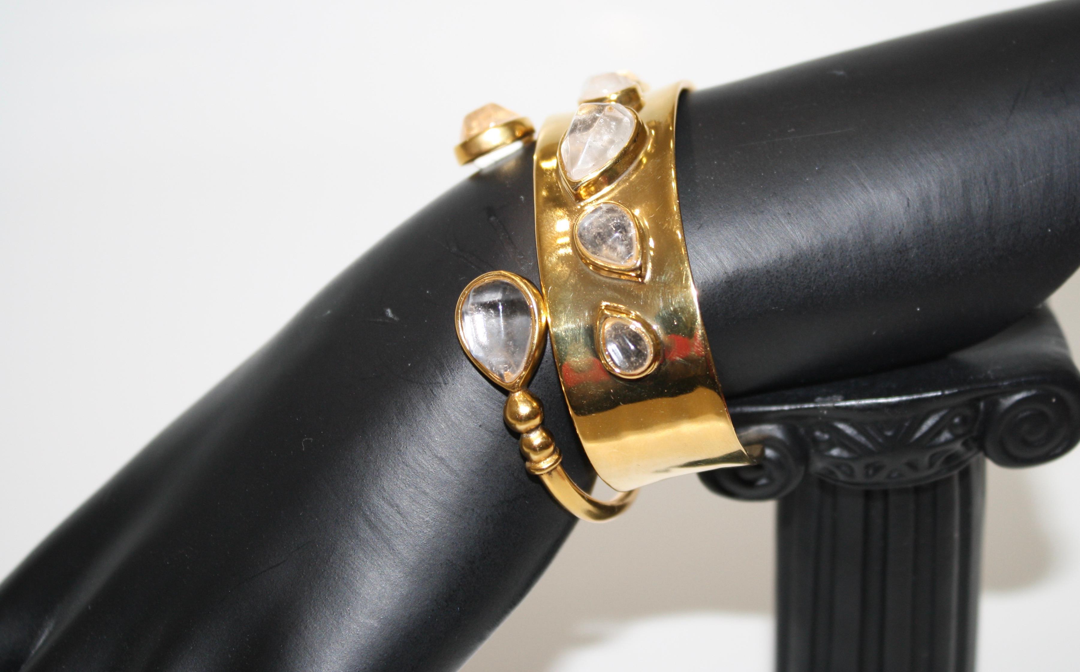 Goossens Paris 5 Cabochons Rock Crystal Cuff in vendita 5