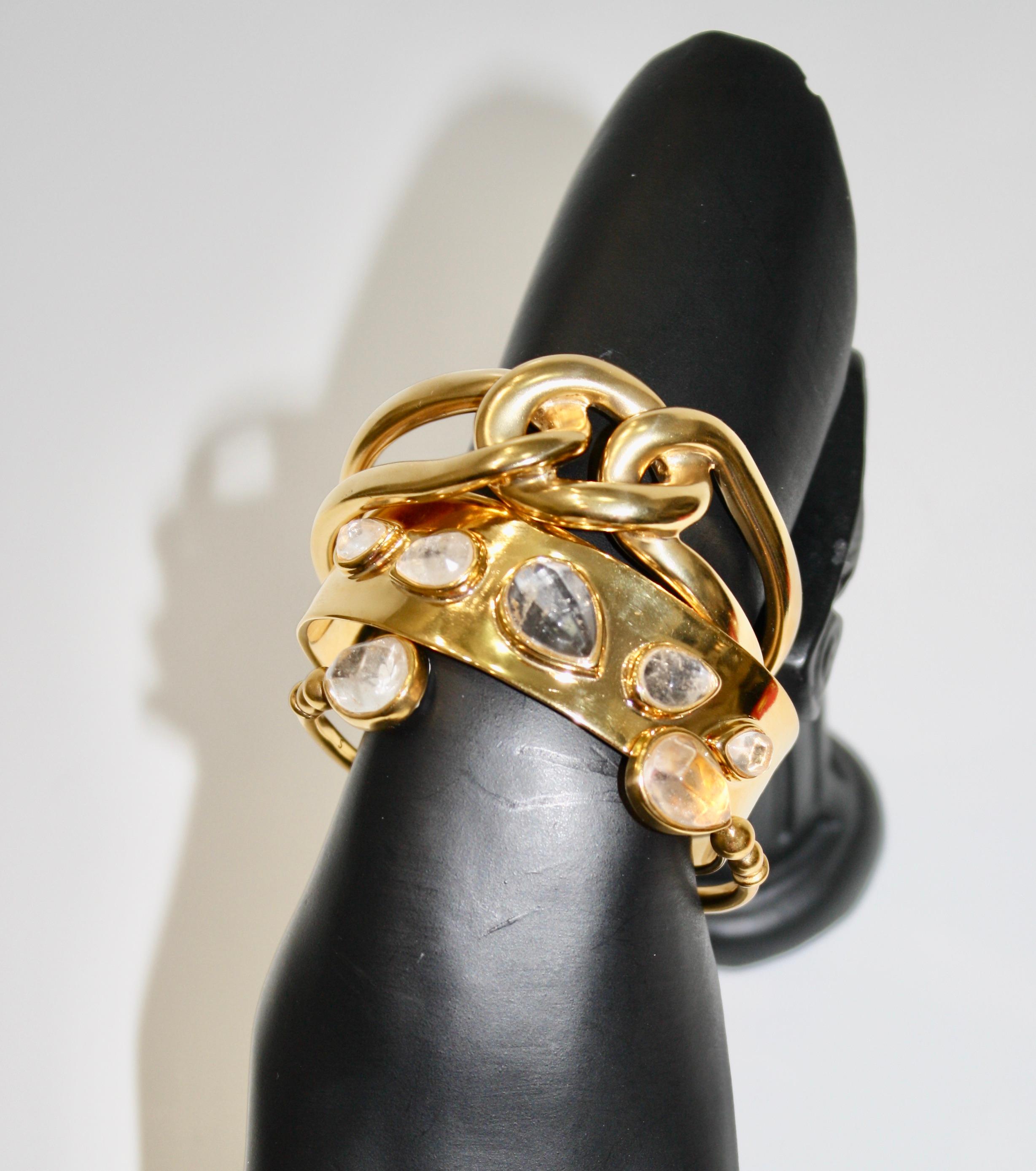 Goossens Paris 5 Cabochons Rock Crystal Cuff in vendita 6