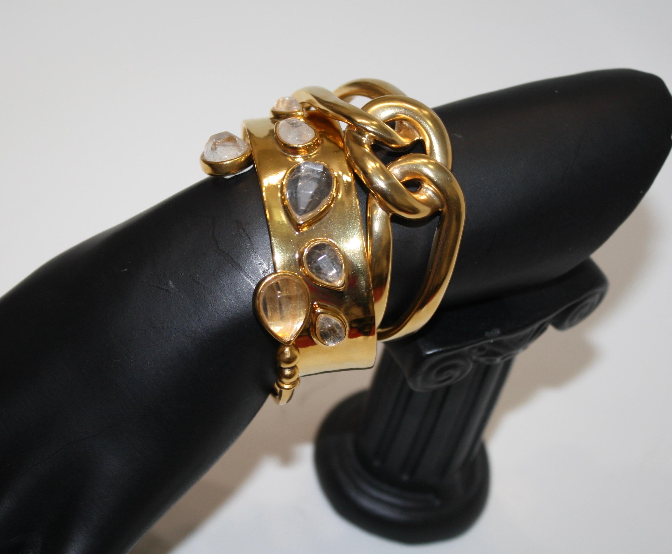 Goossens Paris 5 Cabochons Rock Crystal Cuff in vendita 7