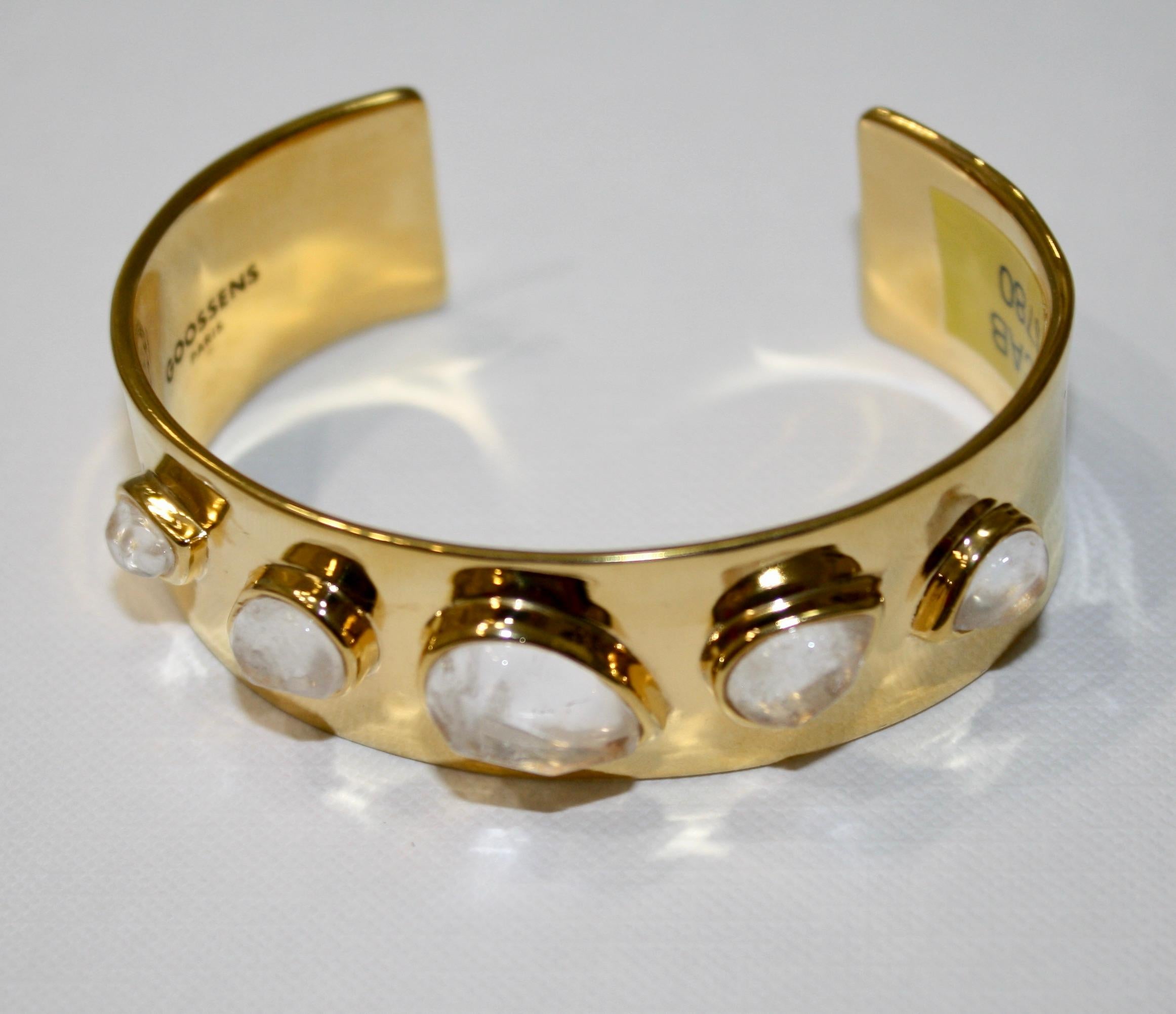 da uomo o donna Goossens Paris 5 Cabochons Rock Crystal Cuff in vendita
