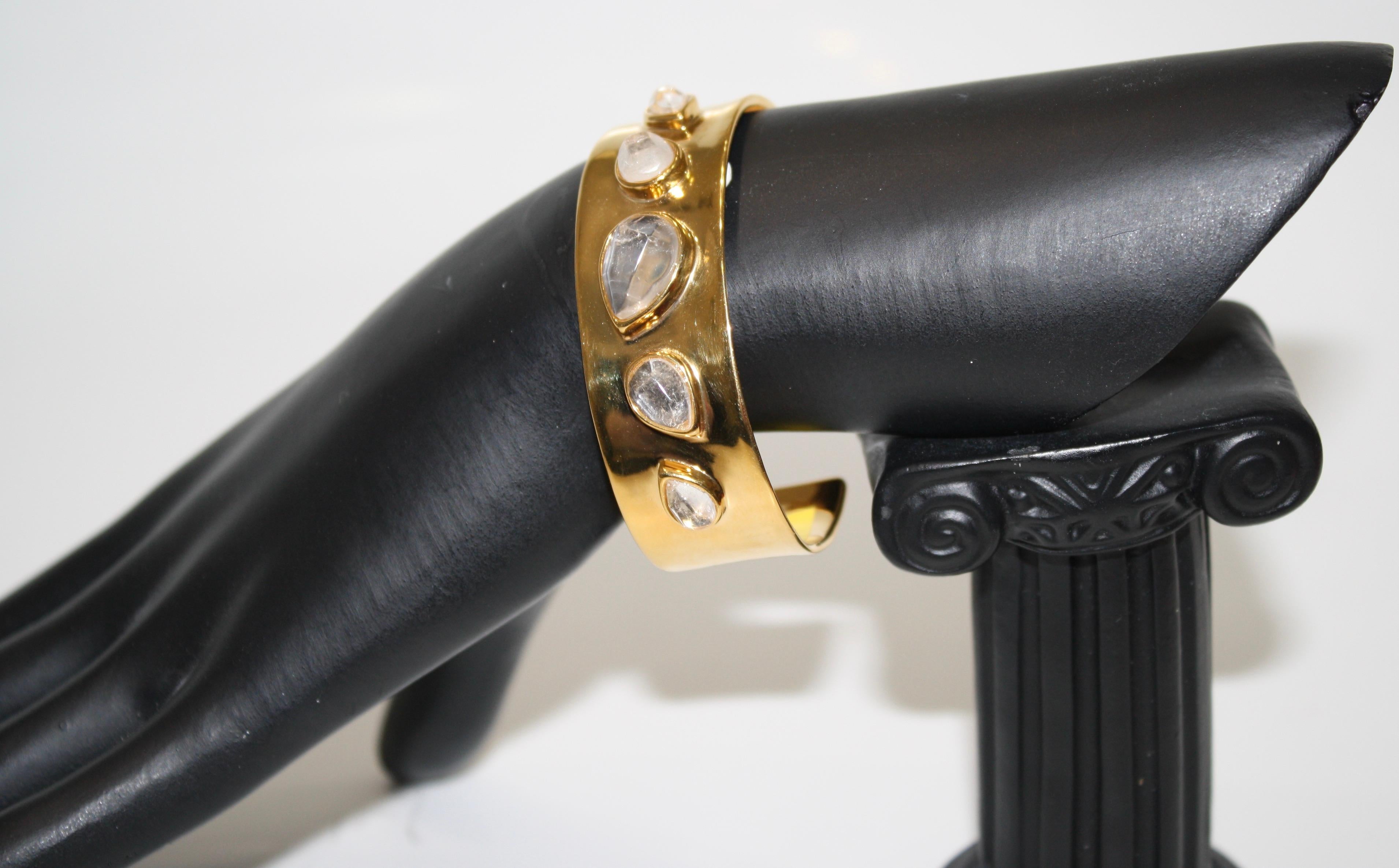 Goossens Paris 5 Cabochons Rock Crystal Cuff in vendita 2