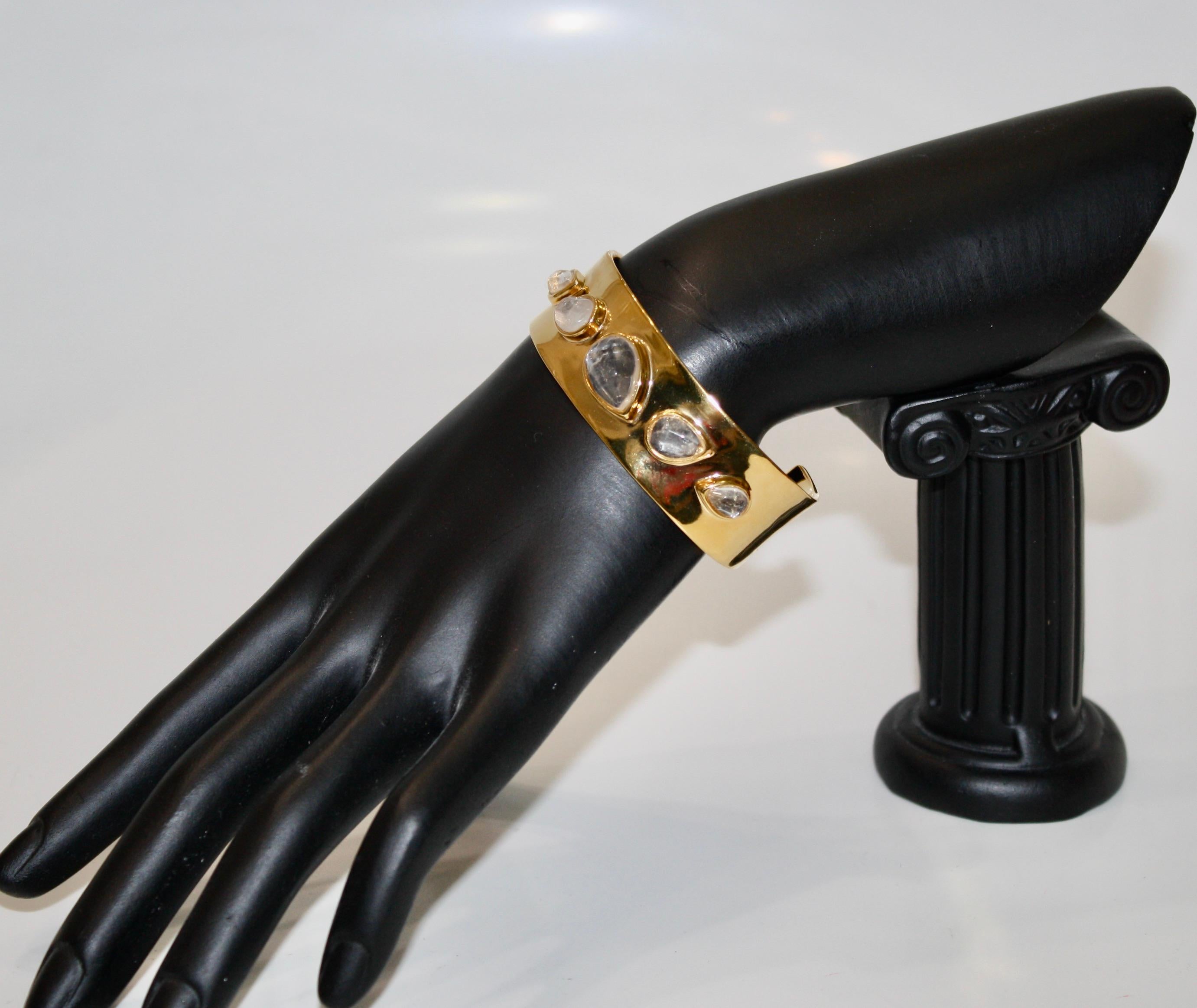Goossens Paris 5 Cabochons Rock Crystal Cuff in vendita 3