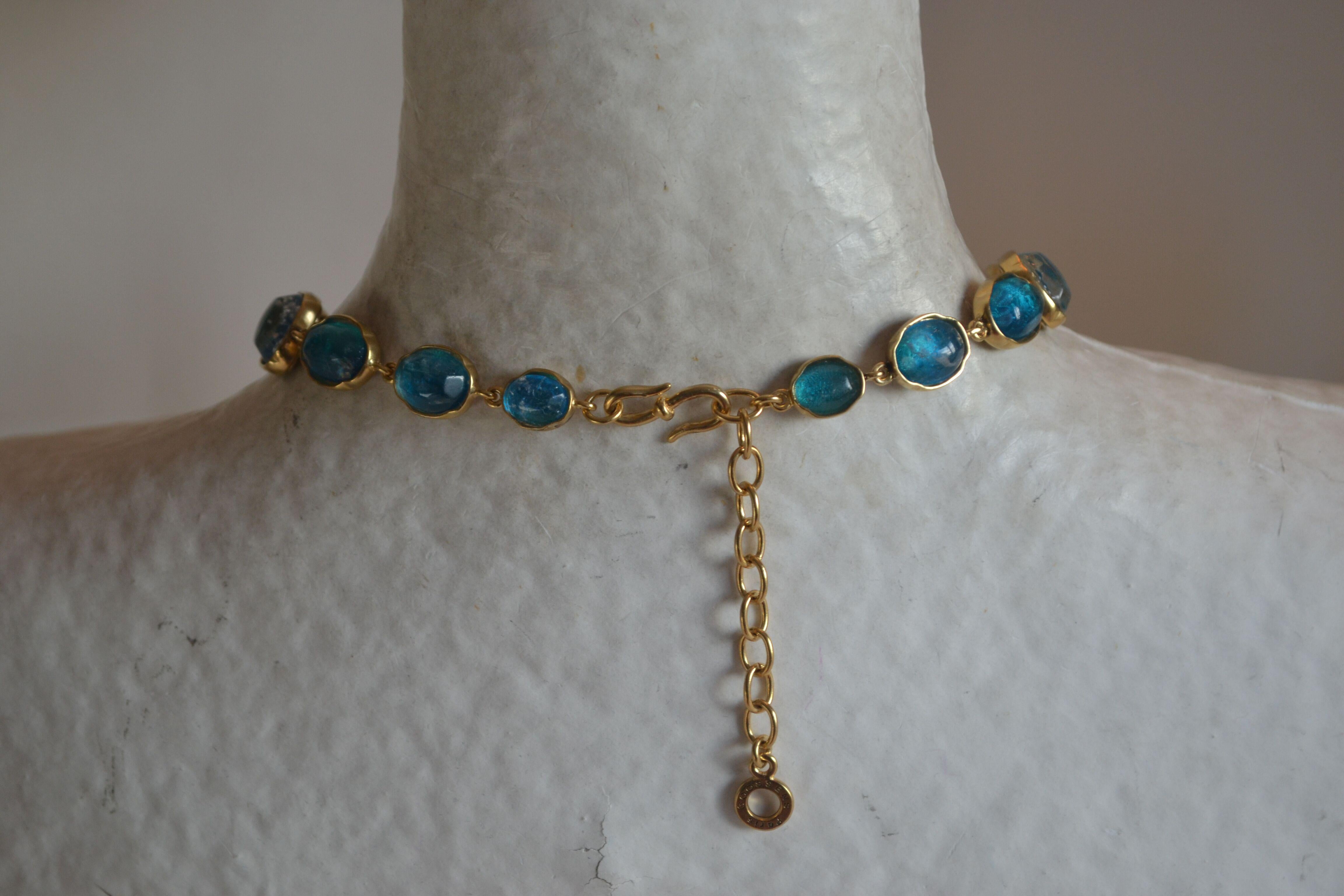 Women's Goossens Paris Aqua Blue Tinted Rock Crystal Necklace