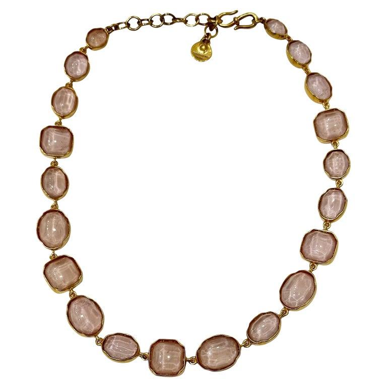 Goossens Paris Blue Denim Rock Crystal Necklace For Sale 3