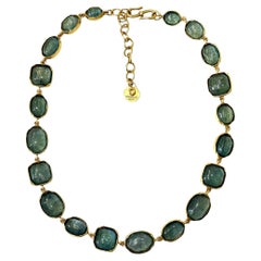 Goossens Paris Blue Denim Rock Crystal Necklace