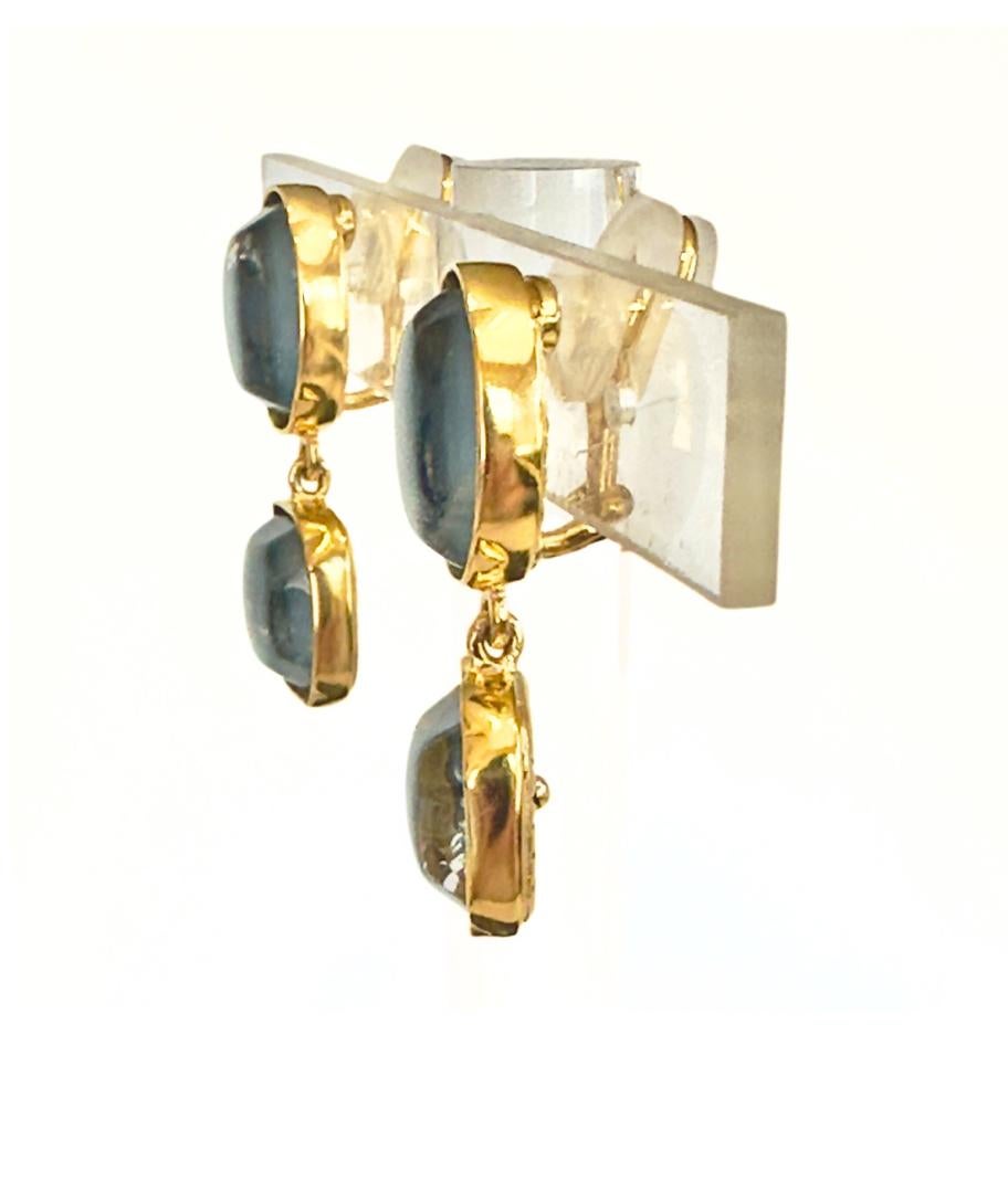 Goossens Paris Pendientes de clip con cabujón de cristal de roca azul en venta 4
