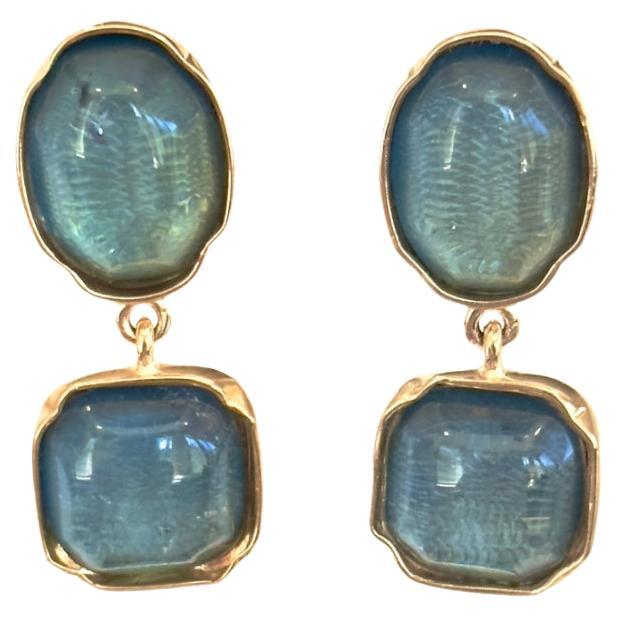 Goossens Paris Pendientes de clip con cabujón de cristal de roca azul en venta