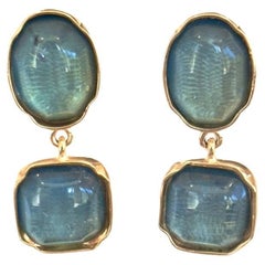 Goossens Paris Pendientes de clip con cabujón de cristal de roca azul