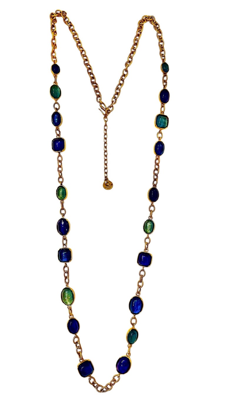Goossens Paris Cabochons Rainbow Blue Sautoir at 1stDibs