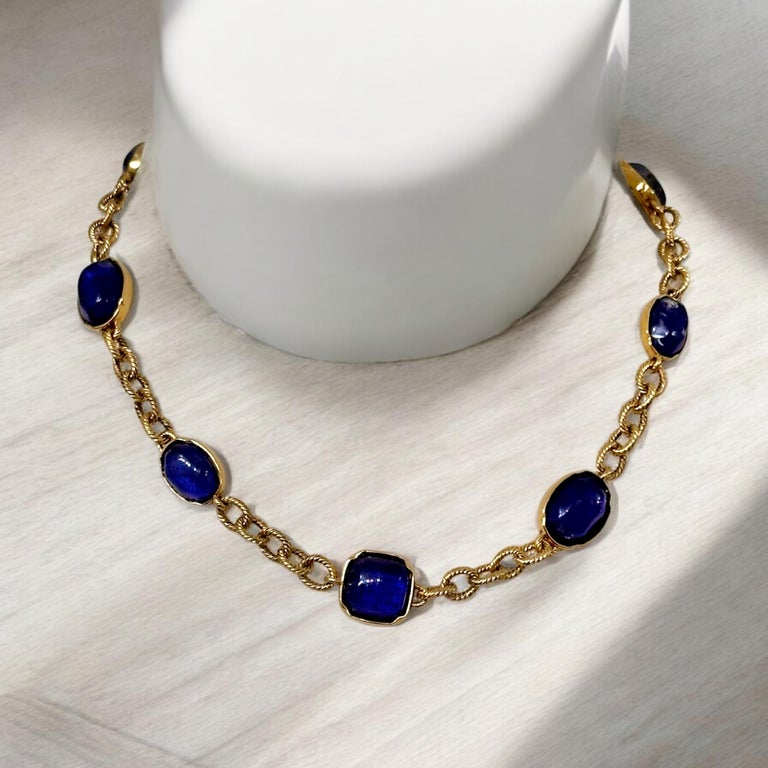 Goossens Paris Cabochons Rainbow Blue Sautoir at 1stDibs