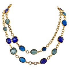 Goossens Paris Cabochons Rainbow  Blue Sautoir