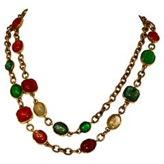 Goossens Paris Cabochons  rainbow long necklace
