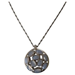 Goossens Paris Chalcedony and ruthenium Medal Necklace