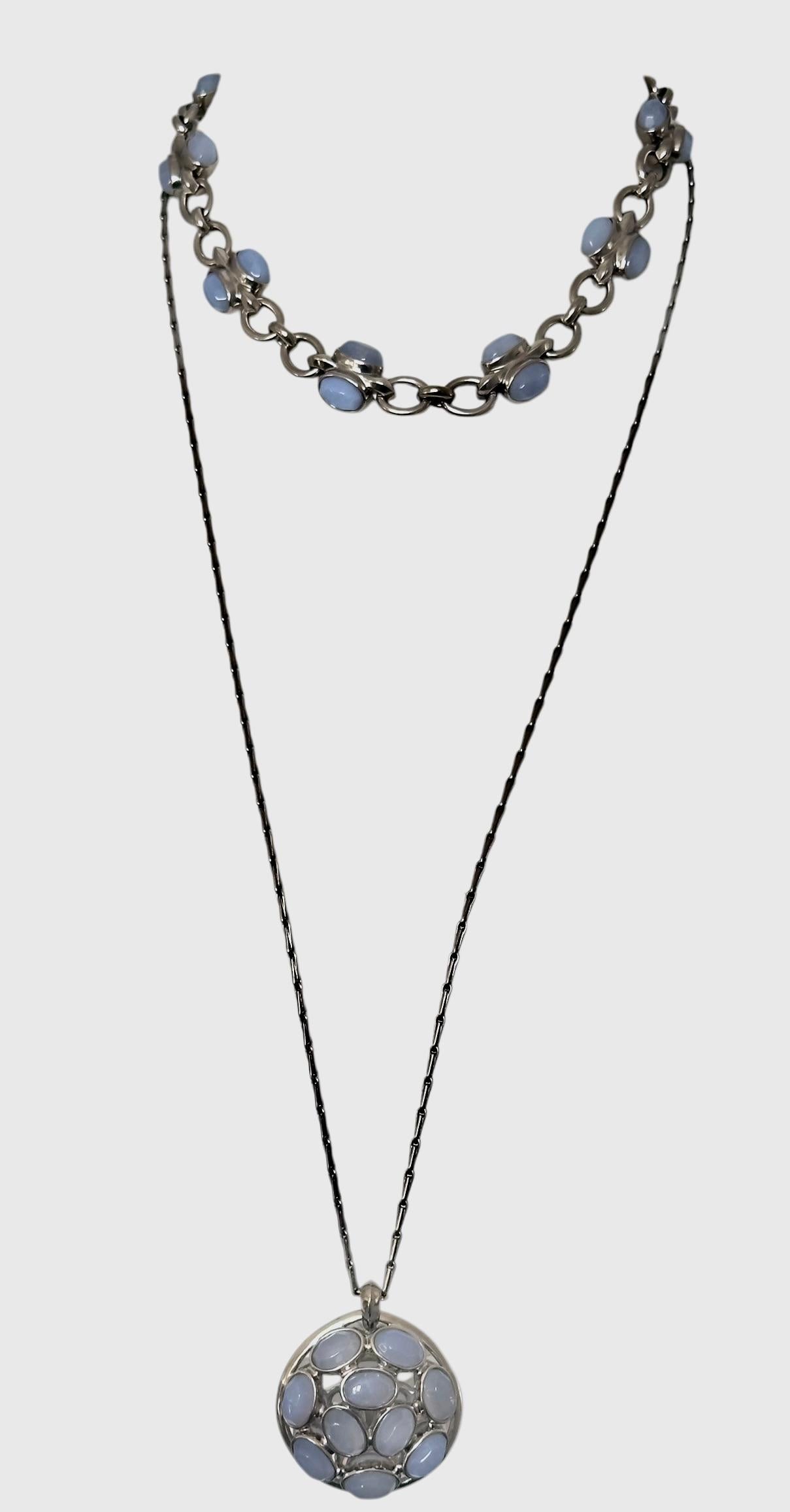 Collana con medaglia in calcedonio e rutenio Goossens Paris in vendita 3
